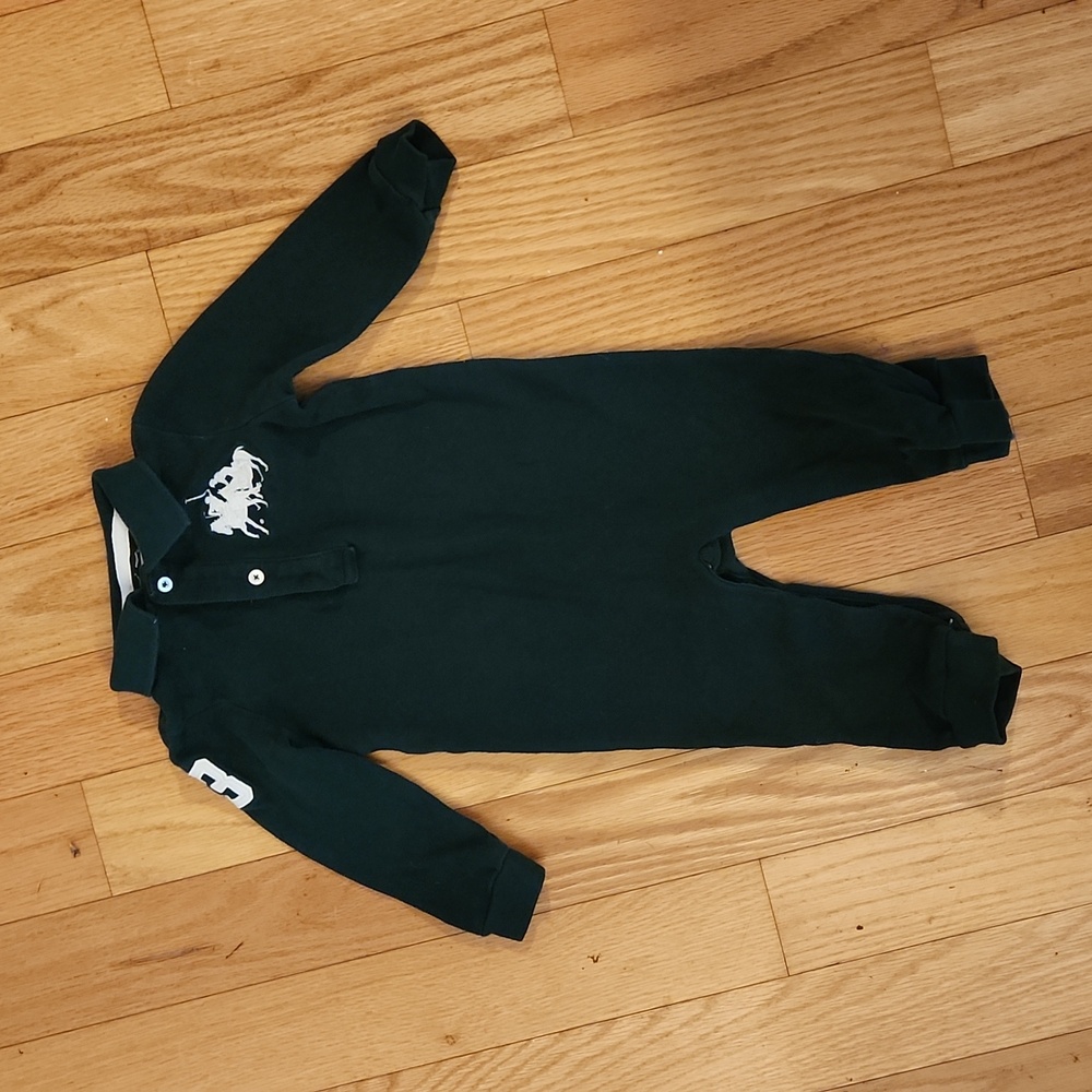 Boy Size 9 Months Ralph Lauren Dark Green Romper